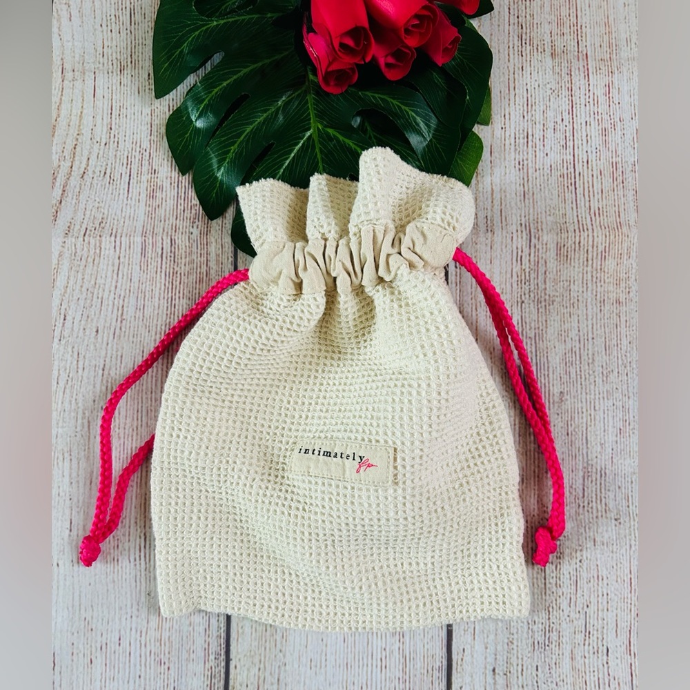 Free People Intimately Free Drawstring Waffle Cotton Logo Pouch New